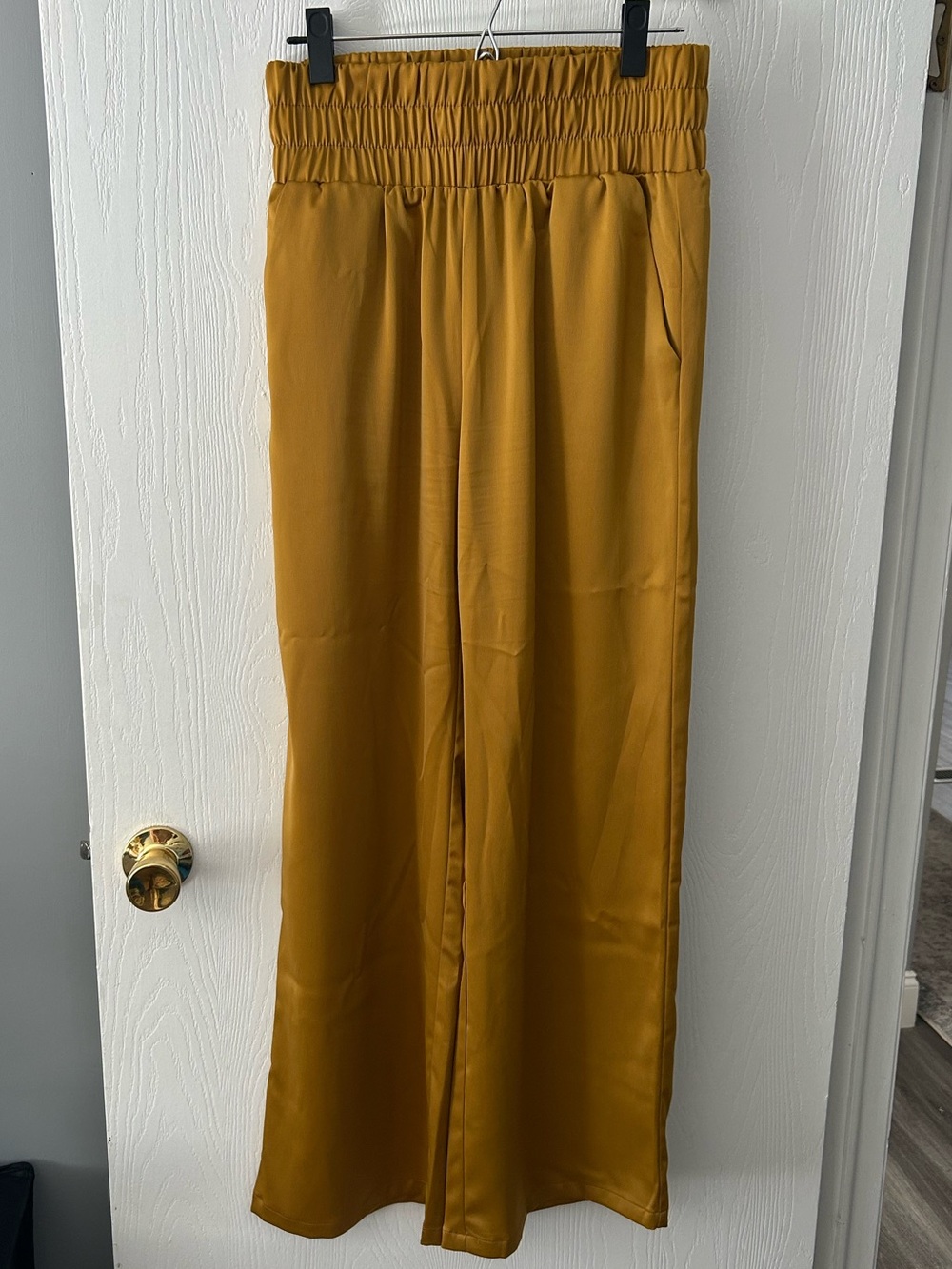 High waisted silk flowy pants